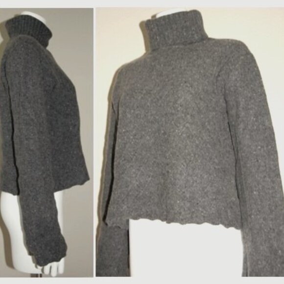 Vintage 1991, Dark Gray Heather Knit Turtleneck, 100% Lambswool